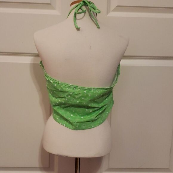 BP Nordstrom Green Floral Halter Crop Top Size 2X NWOT - Picture 2 of 4